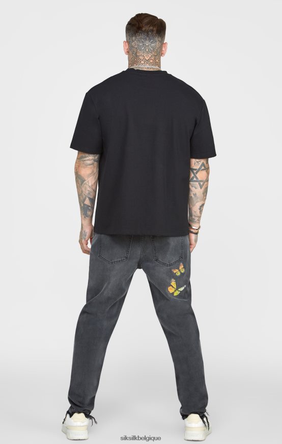 denim coupe droite papillon noir vêtements Hommes SikSilk AS2ZD562