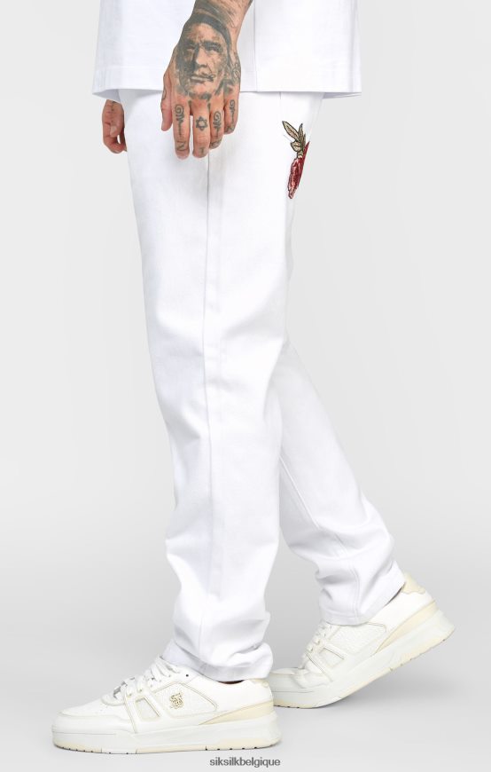 denim coupe droite rose blanche vêtements Hommes SikSilk AS2ZD550