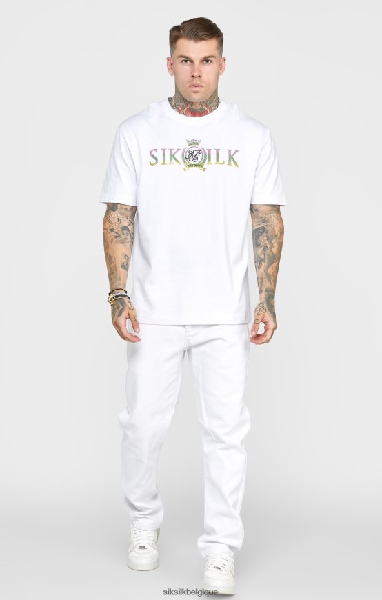 denim coupe droite rose blanche vêtements Hommes SikSilk AS2ZD550