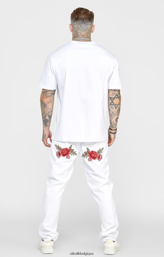 denim coupe droite rose blanche vêtements Hommes SikSilk AS2ZD550