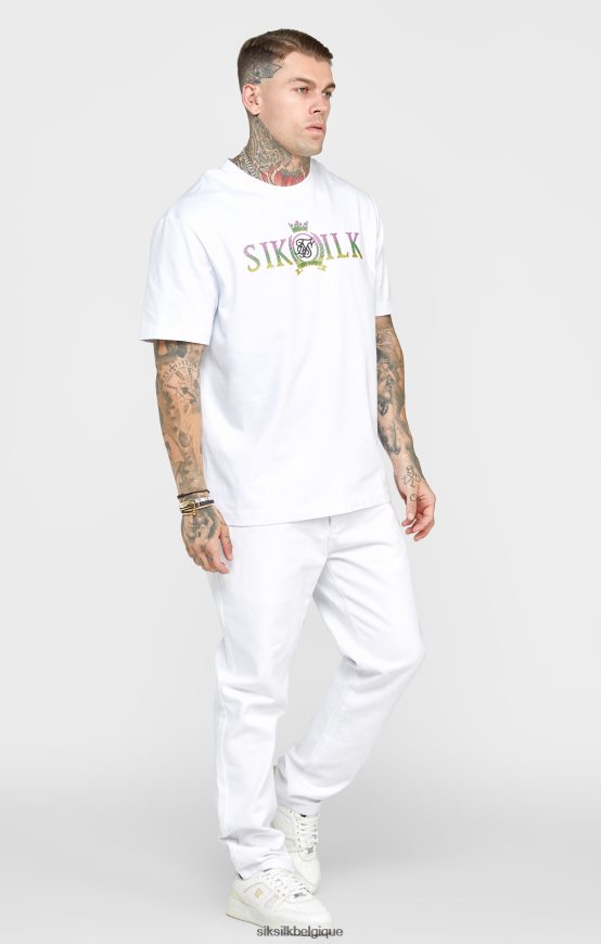 denim coupe droite rose blanche vêtements Hommes SikSilk AS2ZD550