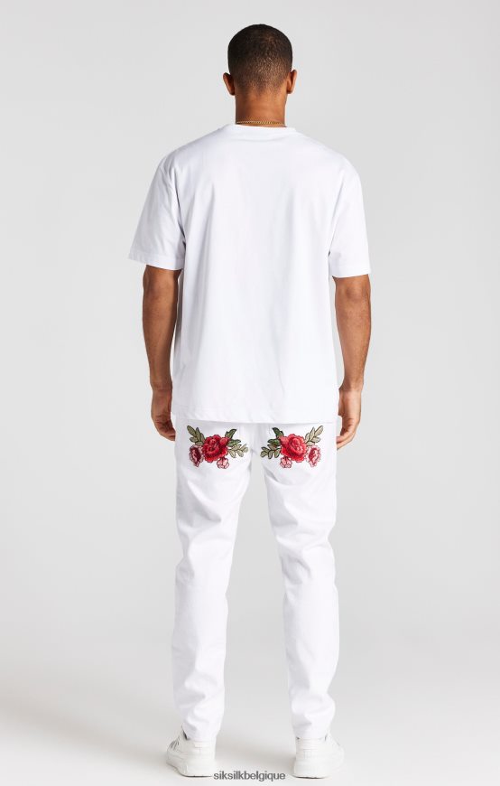 denim coupe droite rose blanche vêtements Hommes SikSilk AS2ZD550