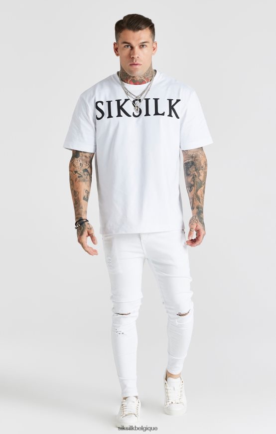 jean skinny essentiel blanc vieilli vêtements Hommes SikSilk AS2ZD553