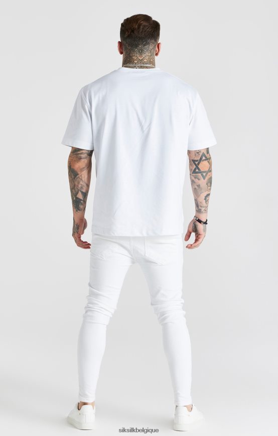 jean skinny essentiel blanc vieilli vêtements Hommes SikSilk AS2ZD553