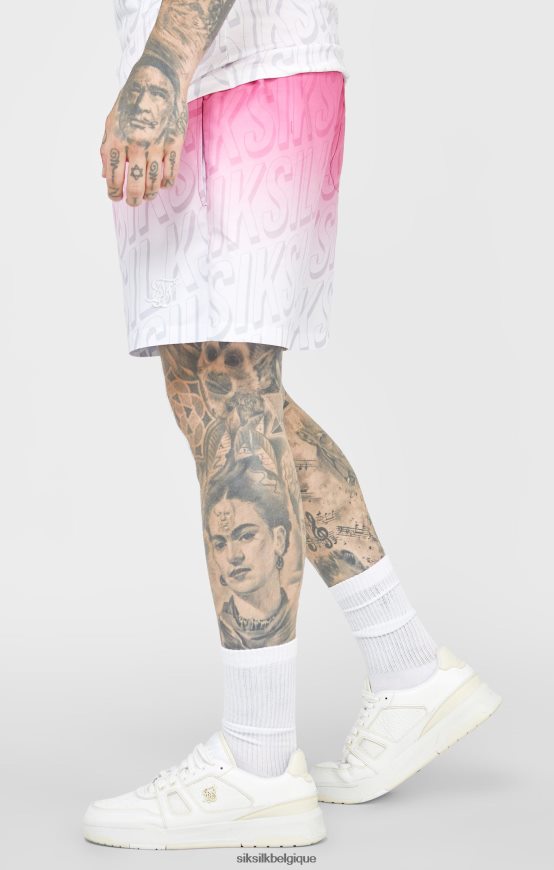 short de bain rose délavé à logo vêtements Hommes SikSilk AS2ZD614