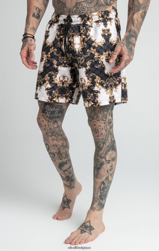 short de bain vénitien noir blanc vêtements Hommes SikSilk AS2ZD615