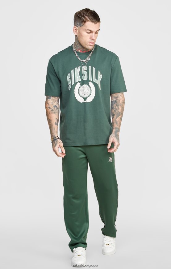 pantalon de survêtement élégant vert à jambe droite vêtements Hommes SikSilk AS2ZD516