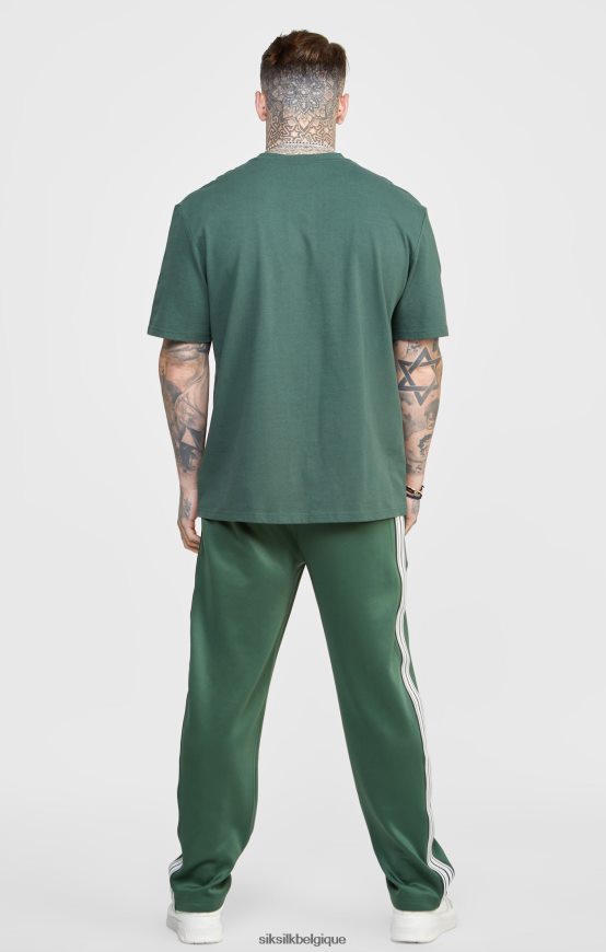 pantalon de survêtement élégant vert à jambe droite vêtements Hommes SikSilk AS2ZD516