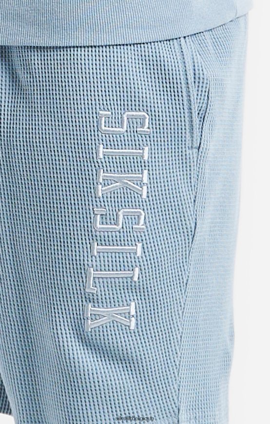 short bleu à texture gaufrée brodée vêtements Hommes SikSilk AS2ZD576