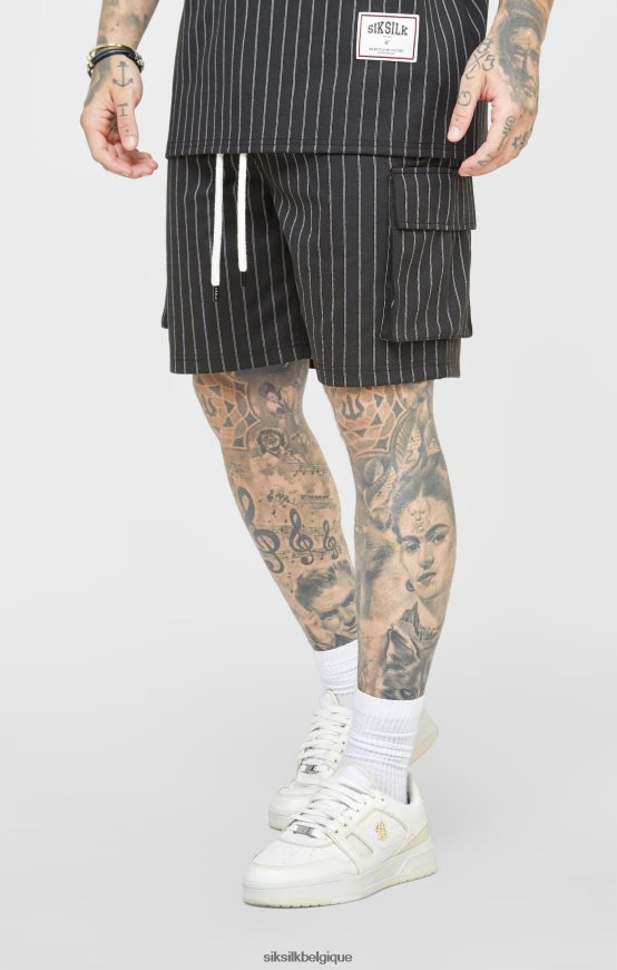 short cargo de basket-ball noir anniversaire vêtements Hommes SikSilk AS2ZD564