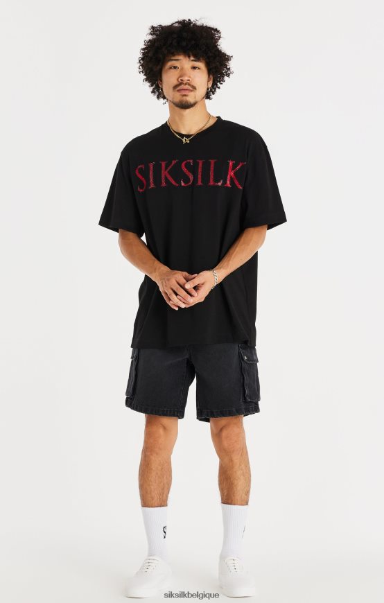 short cargo en jean noir vêtements Hommes SikSilk AS2ZD598
