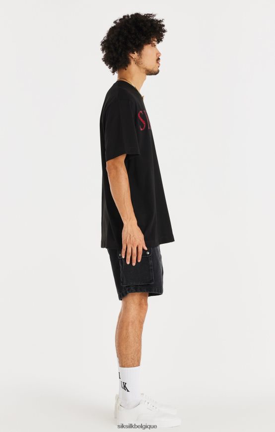 short cargo en jean noir vêtements Hommes SikSilk AS2ZD598