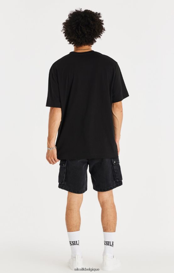short cargo en jean noir vêtements Hommes SikSilk AS2ZD598