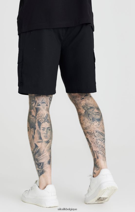short cargo noir en ripstop vêtements Hommes SikSilk AS2ZD586