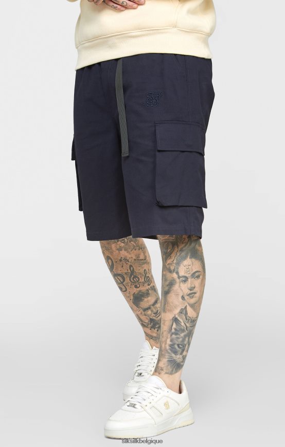 short cargo tissé bleu marine vêtements Hommes SikSilk AS2ZD573