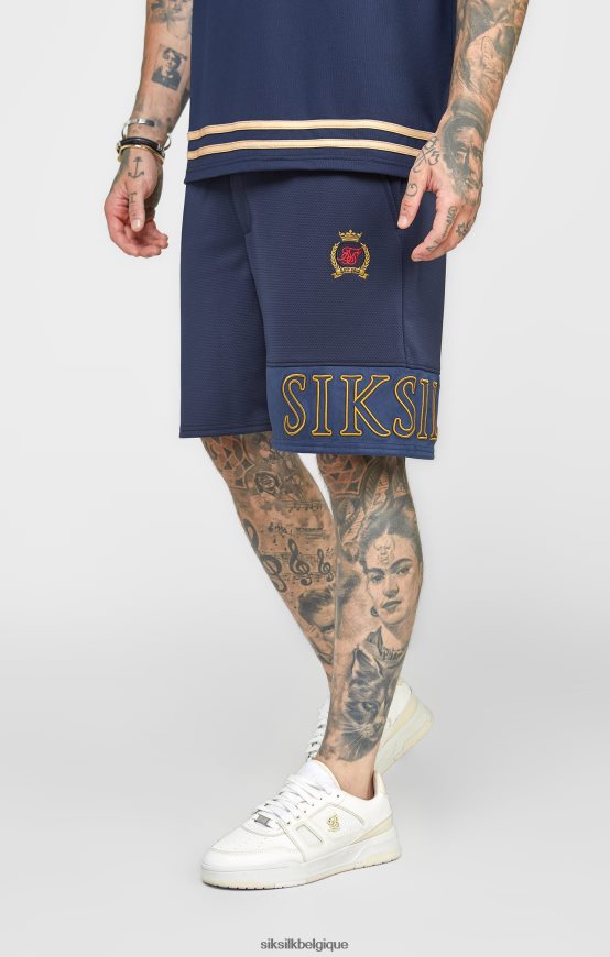 short décontracté brodé bleu marine vêtements Hommes SikSilk AS2ZD607
