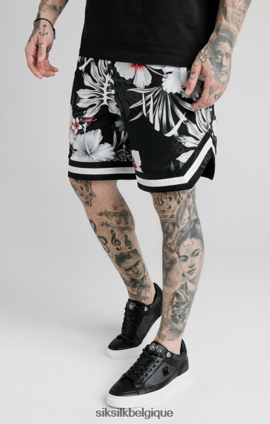 short de basket fleuri - noir vêtements Hommes SikSilk AS2ZD591