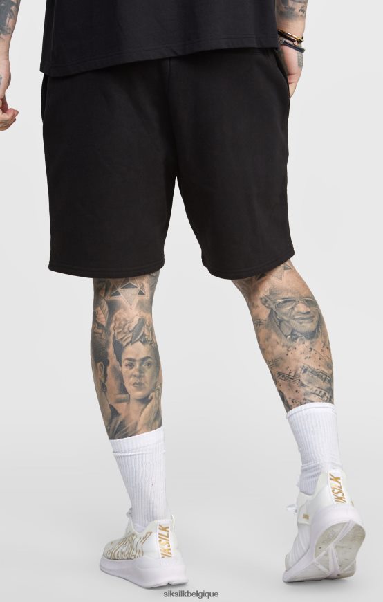 short de jogging noir avec ceinture à rayures vêtements Hommes SikSilk AS2ZD610