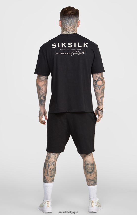 short de jogging noir avec ceinture à rayures vêtements Hommes SikSilk AS2ZD610
