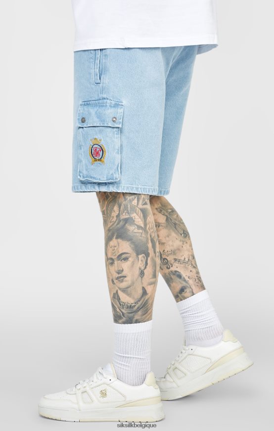 short en jean bleu taille élastiquée vêtements Hommes SikSilk AS2ZD588
