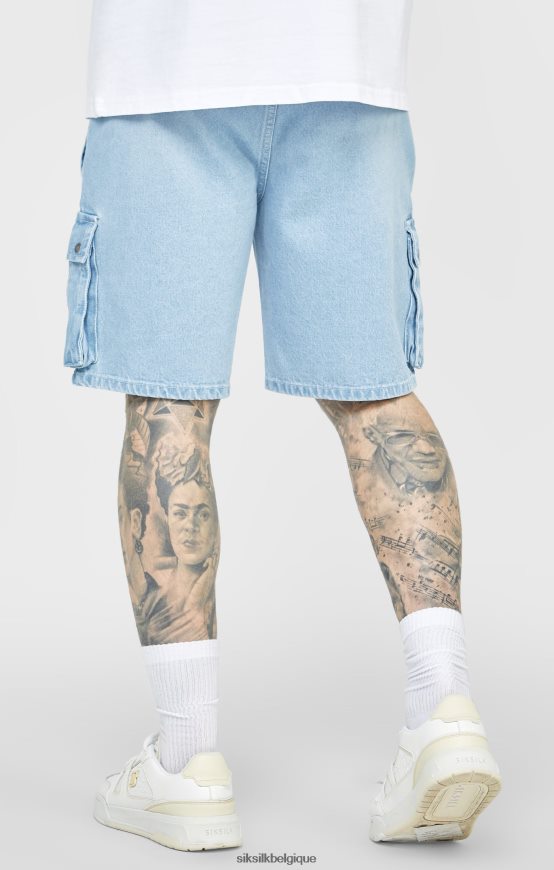 short en jean bleu taille élastiquée vêtements Hommes SikSilk AS2ZD588