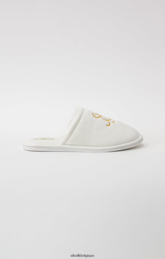 babouche blanche avec logo brodé chaussure Hommes SikSilk AS2ZD6