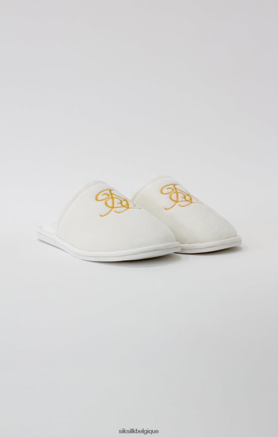 babouche blanche avec logo brodé chaussure Hommes SikSilk AS2ZD6