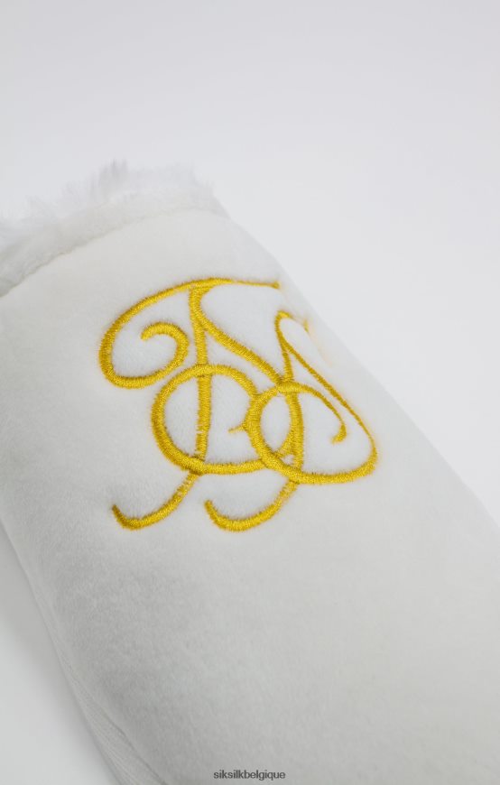 babouche blanche avec logo brodé chaussure Hommes SikSilk AS2ZD6