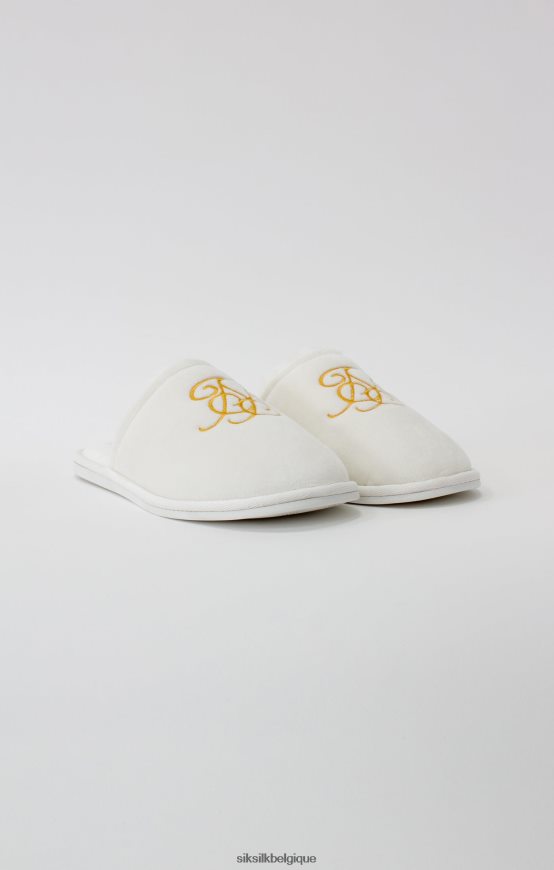 babouche blanche avec logo brodé chaussure Hommes SikSilk AS2ZD6