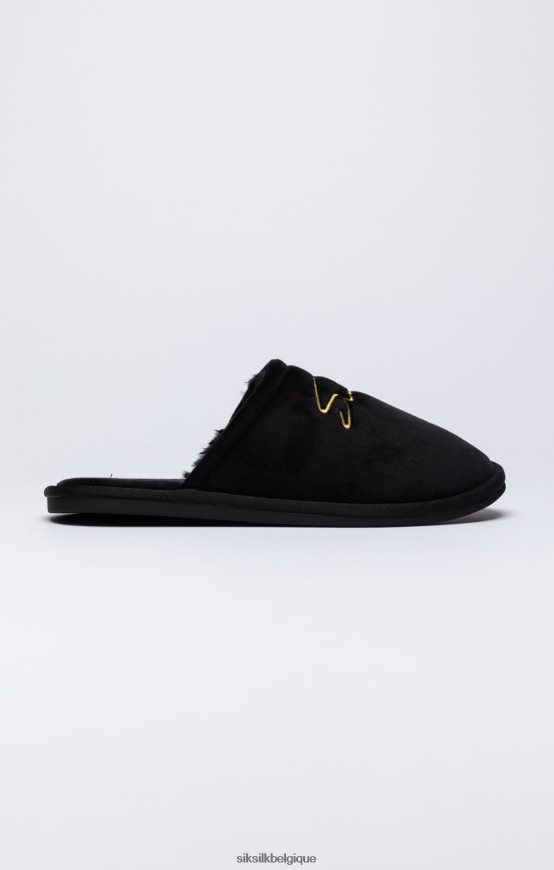 babouche noire avec logo brodé chaussure Hommes SikSilk AS2ZD9