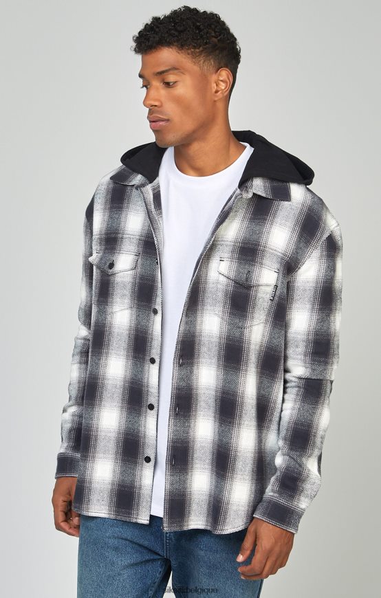 chemise à capuche à carreaux gris vêtements Hommes SikSilk AS2ZD461