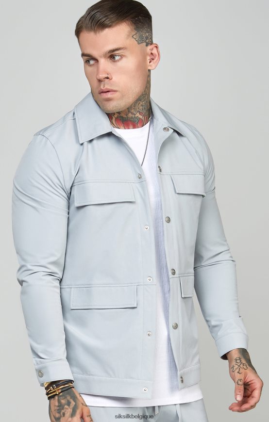 surchemise utilitaire grise vêtements Hommes SikSilk AS2ZD462