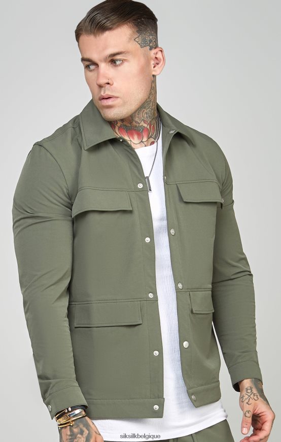 surchemise utilitaire kaki vêtements Hommes SikSilk AS2ZD465