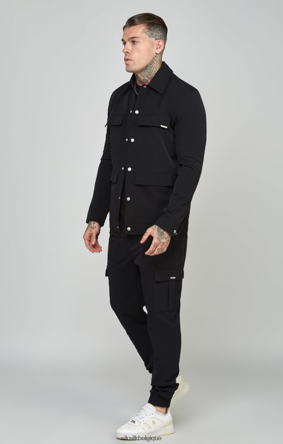 surchemise utilitaire noire vêtements Hommes SikSilk AS2ZD464