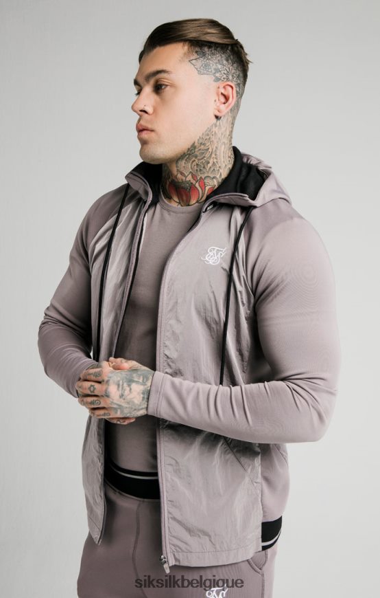 Adapt sweat à capuche zippé en nylon écrasé - gris vêtements Hommes SikSilk AS2ZD453