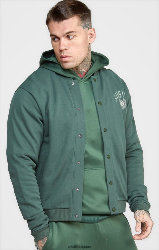 bomber universitaire décontracté vert vêtements Hommes SikSilk AS2ZD429