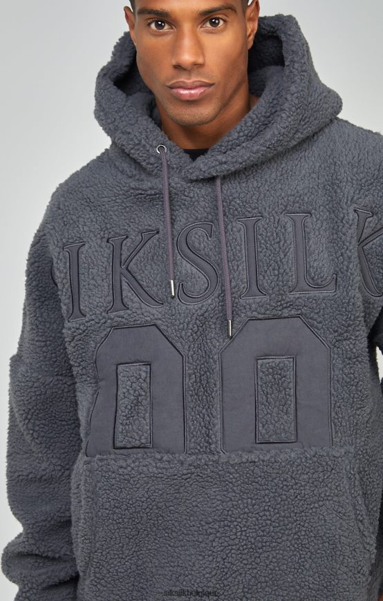 sweat à capuche à appliques borg 89 anthracite vêtements Hommes SikSilk AS2ZD458