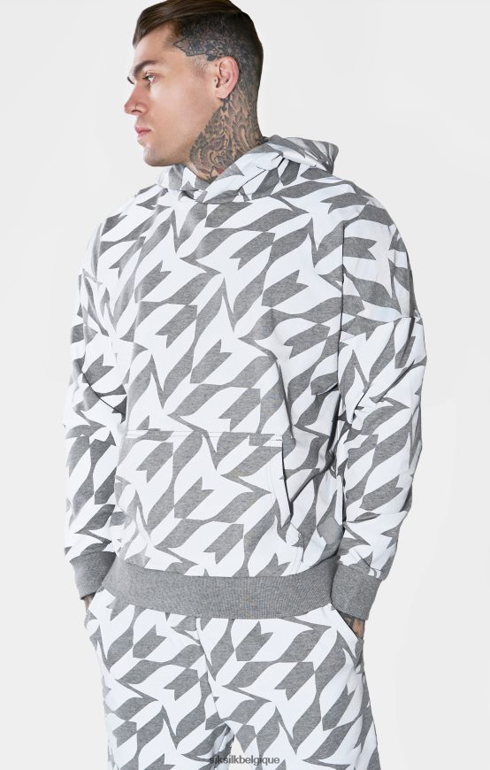 sweat à capuche imprimé argenté messi vêtements Hommes SikSilk x AS2ZD447
