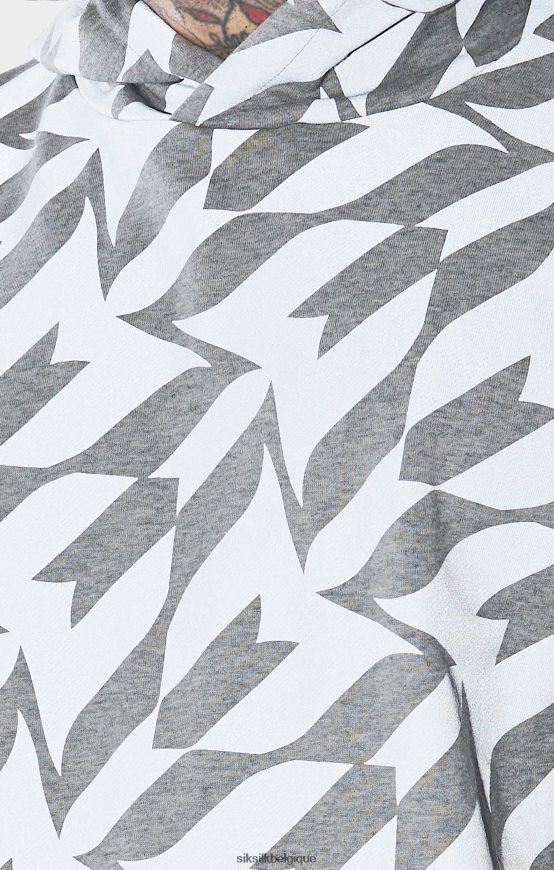 sweat à capuche imprimé argenté messi vêtements Hommes SikSilk x AS2ZD447