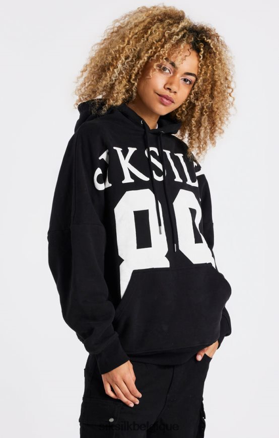 sweat à capuche noir coupe décontractée à épaules tombantes vêtements Hommes SikSilk AS2ZD448