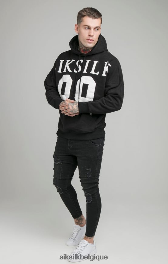 sweat à capuche noir coupe décontractée à épaules tombantes vêtements Hommes SikSilk AS2ZD448