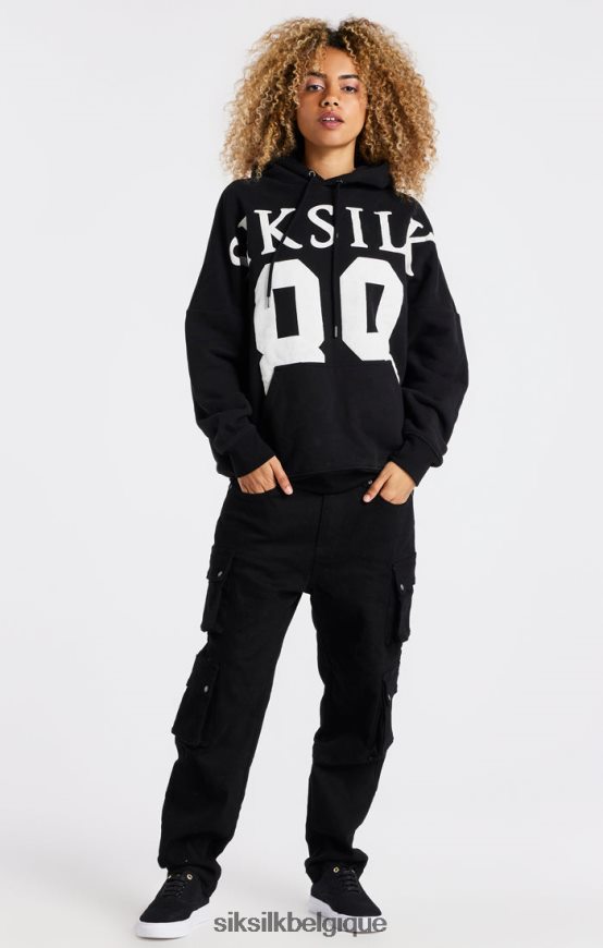 sweat à capuche noir coupe décontractée à épaules tombantes vêtements Hommes SikSilk AS2ZD448