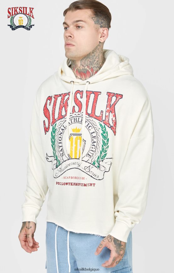 sweat à capuche oversize écru à imprimé universitaire vêtements Hommes SikSilk AS2ZD419