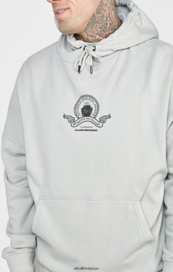 sweat à capuche oversize gris à imprimé universitaire vêtements Hommes SikSilk AS2ZD443
