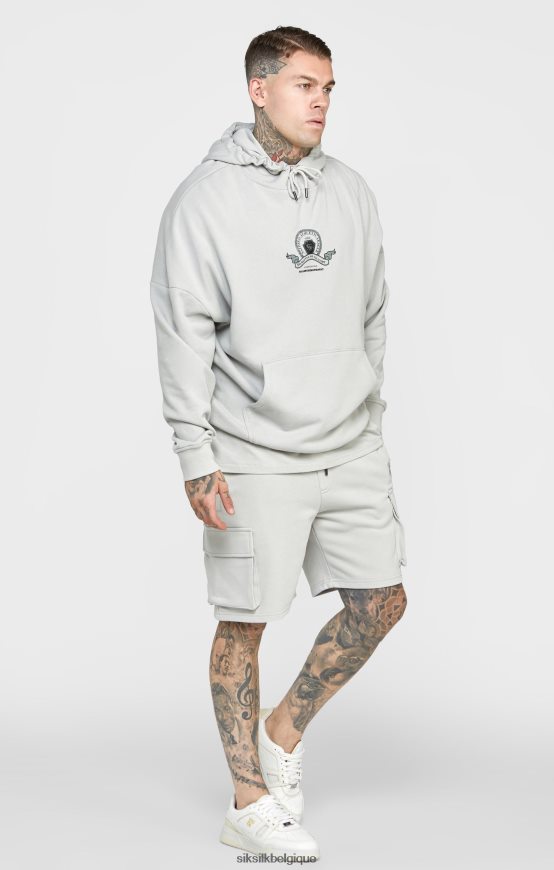 sweat à capuche oversize gris à imprimé universitaire vêtements Hommes SikSilk AS2ZD443