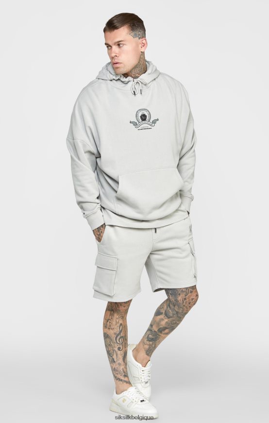 sweat à capuche oversize gris à imprimé universitaire vêtements Hommes SikSilk AS2ZD443