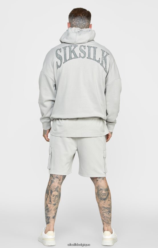 sweat à capuche oversize gris à imprimé universitaire vêtements Hommes SikSilk AS2ZD443