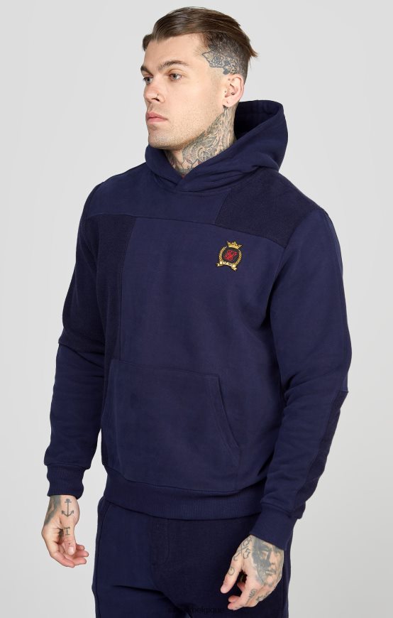 sweat à capuche oversize inversé coupé-cousu bleu marine vêtements Hommes SikSilk AS2ZD435