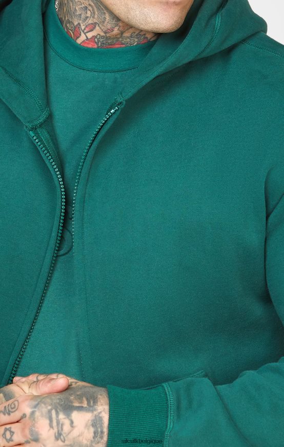 sweat à capuche vert zippé vêtements Hommes SikSilk AS2ZD418