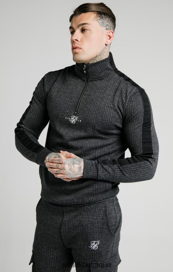 sweat à capuche zippé à carreaux ton sur ton - gris vêtements Hommes SikSilk AS2ZD450